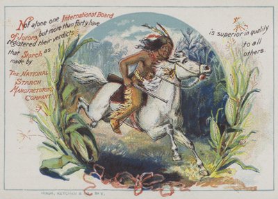 Rød indianer til hest (chromolitho) av American School