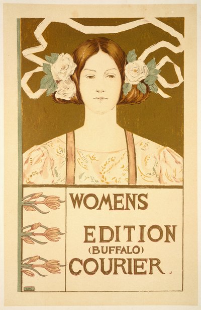 Reproduksjon av en plakat som reklamerer for Womens-utgaven Buffalo Courier av American School