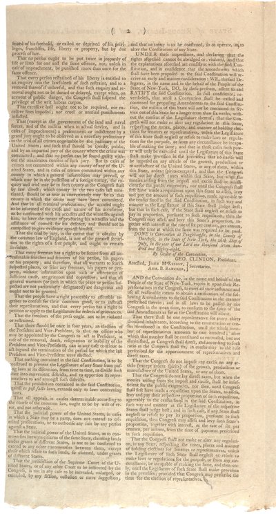 Resolusjoner som skriver ut NYS-forslag til endringer i grunnloven, oktober 1788 av American School