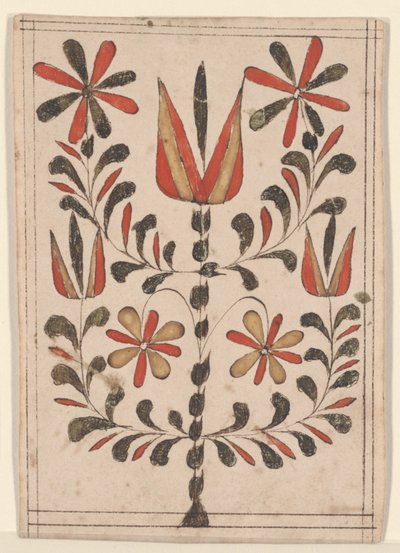 Reward of Merit (Belohnung), Fraktur Painting (penn og blekk med wc på papir) av American School