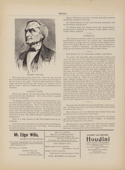 Robert Houdin, annonser av American School