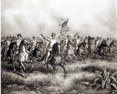 Rough Riders: Oberst Theodore Roosevelt, amerikansk sjef ved San Juan Hill, Santiago, Cuba, 1898 av American School