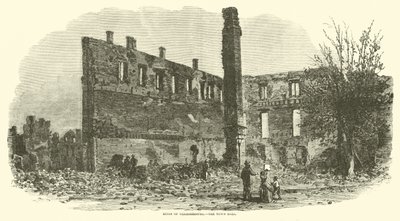 Ruinene av Chambersburg, rådhuset, september 1864 av American School