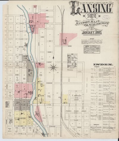 Sanborn brannforsikringskart fra Lansing, Ingham County, Michigan av American School