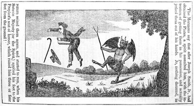 Satan sparker Joseph Smith (1805-44) fra baksiden av Anti-Mormon Almanac for 1842 av American School