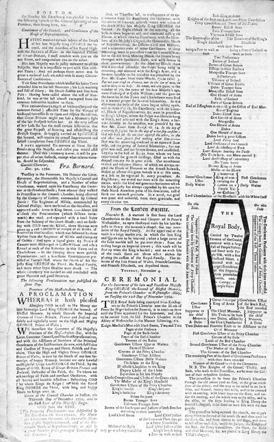 Andre side av Boston Evening Post som kunngjør døden til kong George II (1683-1760), 5. januar 1761 (trykk) av American School