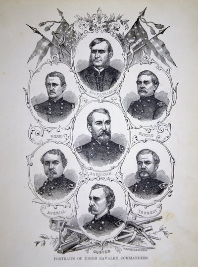 Syv portretter av fremtredende kavalerikommandører for unionshæren (litho) av American School