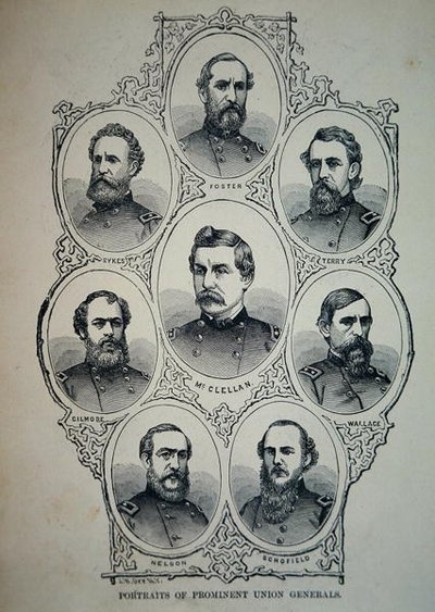 Syv portretter av fremtredende generaler fra unionshæren (litho) av American School