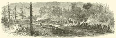 Shermans hær ødelegger Macon Railroad mellom Rough and Ready og Jonesborough, august 1864 av American School