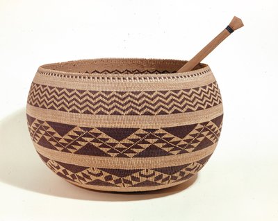 Sørvestlig indiansk kokekurv (vevd fiber) av American School