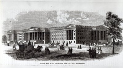 South and West Fronts of the Treasury Extension, fra 