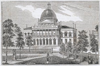 Sørlig utsikt over State House i Boston på Beacon Street, fra 