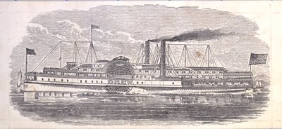 Steamship Drew, Ticket for the Peoples Evening Line, Albany til New York, verso (gravering [billett]) av American School