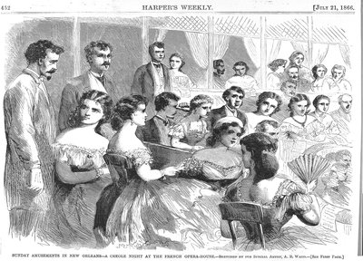 Søndagsforlystelser i New Orleans, A Creole Night at the French Opera House, 1866 av American School
