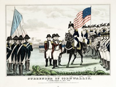 Cornwallis#39; overgivelse i York Town, Virginia, oktober 1781, publisert av Currier amp; Ives av American School