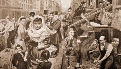 Syrisk samfunn i Lower Washington Street, New York (gravering) av American School