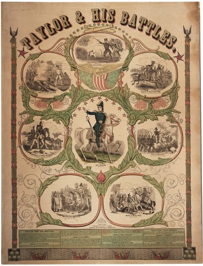 Taylor og hans kamper, trykt av Rufus Blanchard fra Cincinnati og utgitt av Ensign & Thayer, New York, 1847 av American School