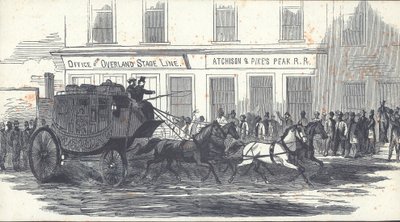 The Butterfield Overland Mail Coach, publisert i Harper's Weekly, 27. januar 1866 (gravering) av American School