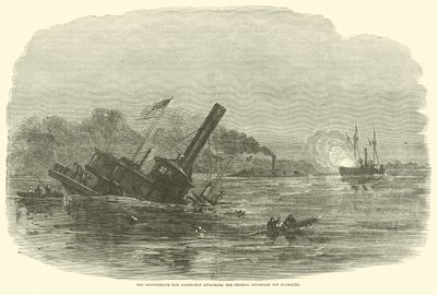 Den konfødererte Ram Albemarle angrep de føderale kanonbåtene utenfor Plymouth, oktober 1864 av American School