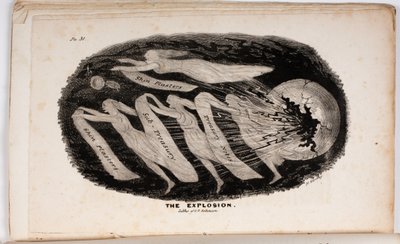 Eksplosjonen, illustrasjon fra The Vision of Judgement, eller A Present for the Whigs of 76 and 37 av Junius Jr., 1938 av American School