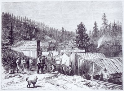 The Indian War, Deadwood City, Black Hills of Dakota, fra et fotografi av S. J. Morrow av American School