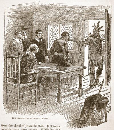Indianernes krigserklæring, fra en bokpub. 1896 av American School