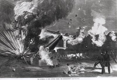Det indre av Fort Sumter under bombardementet, 12. april 1861, fra 