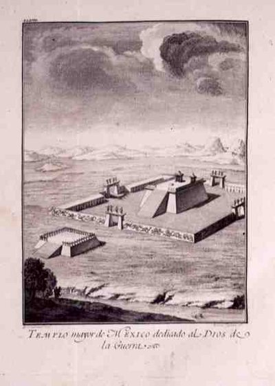 Hovedtempelet i Mexico, dedikert til krigsgudene, fra Antonio de Solis y Rivadeneira Solis 