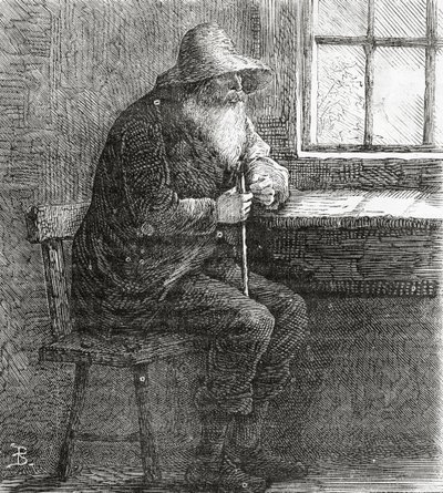 The Patriarch, illustrasjon for en spillehistorie, A Community of Outcasts, fra Appletons Journal, 23. mars 1872 av American School
