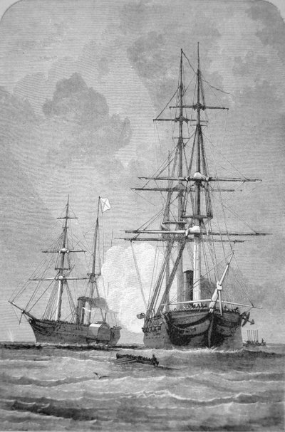 "San Jacinto" stopper "Trent", 8. november 1861 (gravering) av American School