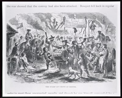 The Stamp Act Riots at Boston, 25. august 1765, fra "Youth's History of the United States" av Ellis av American School