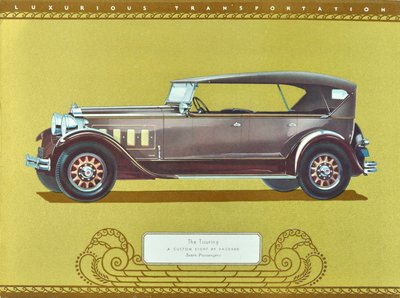 Touring, en spesialbygd åtter av Packard, utgitt 1930 (fargelitografi) av American School