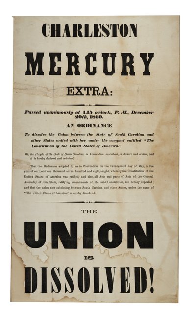 Unionen er oppløst! (Charleston Mercury, ekstrautgave), 20. desember 1860 av American School