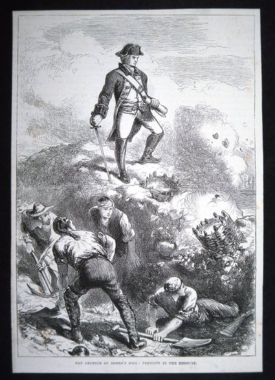 Forsvaret av Breed's Hill, Prescott i redutten (litho) av American School