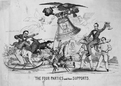 De fire partiene og deres støtter, ca. 1860 av American School