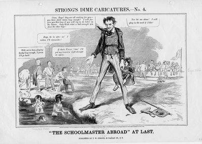 Skolemesteren i utlandet endelig : Sterke kronekarikaturer, nei. 4, utgitt av T.W. Strong, New York, 1861 av American School