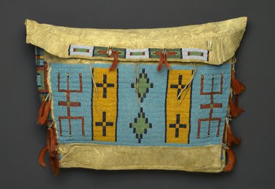 Tipi Bag, fra Plains Region, ca. 1860-1900 (skinn, perler, metall og hestehår) av American School