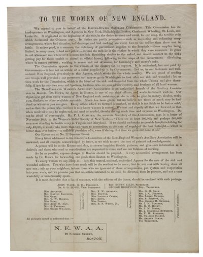 Til kvinnene i New England (rundskriv), ca. 1862-1865 av American School