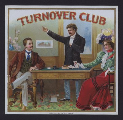Turnover Club, sigaretikett (chromolitho) av American School