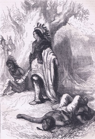Uncas and Miantonomoh (1643), illustrasjon fra Cassell
