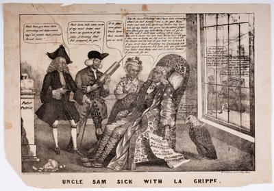 Onkel Sam Sick med La Grippe, 1837 av American School