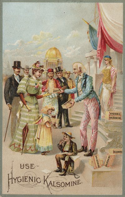 Onkel Sam distribuerer Kalsomine av American School
