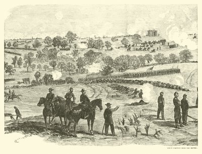 Unionsposisjon nær sentrum, slaget ved Gettysburg, 2. juli, juli 1863 av American School