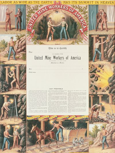 United Mine Workers Certificate, 1890 av American School