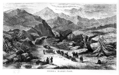 Utsikt over Sierra Madre-passet, gravert av Bobbett & Edmunds (gravering) (s/hvitt-bilde) av American School
