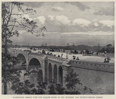 Washington Bridge over Harlem River ved One Hundred and Seventy-Second Street (litho) av American School