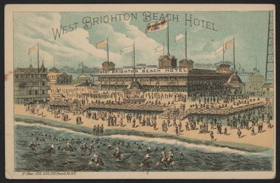 West Brighton Beach Hotel, USA (farget gravering) av American School
