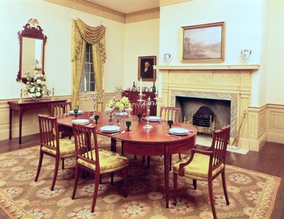 White Hall Dining-Room, nær Charleston South Carolina, 1818 av American School