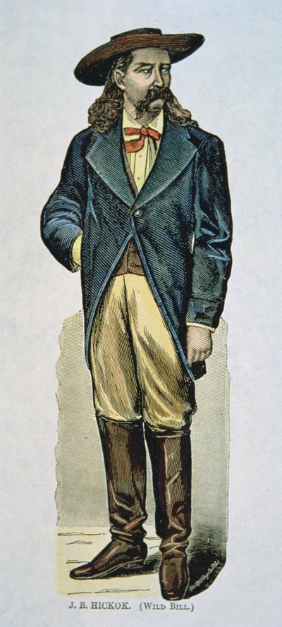 'Wild Bill' Hickok (1837-76) (fargetresnitt) av American School