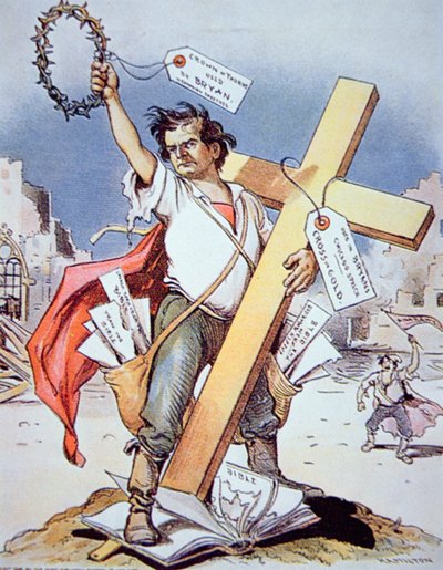William Jennings Bryan (1860-1925) taler på en demokratisk konvensjon, Chicago av American School